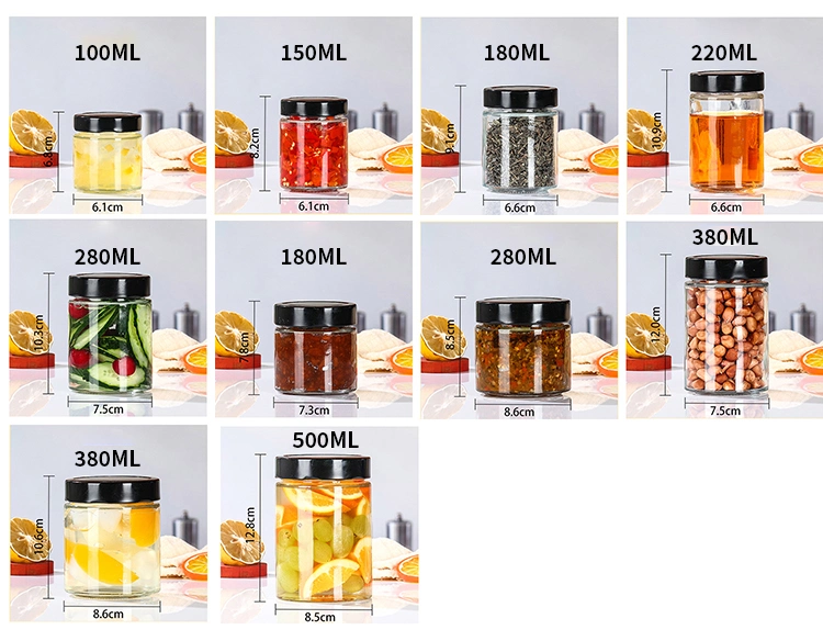 Airtight Round Glass Storage Pickles Jars with Deep Metal Caps Lids