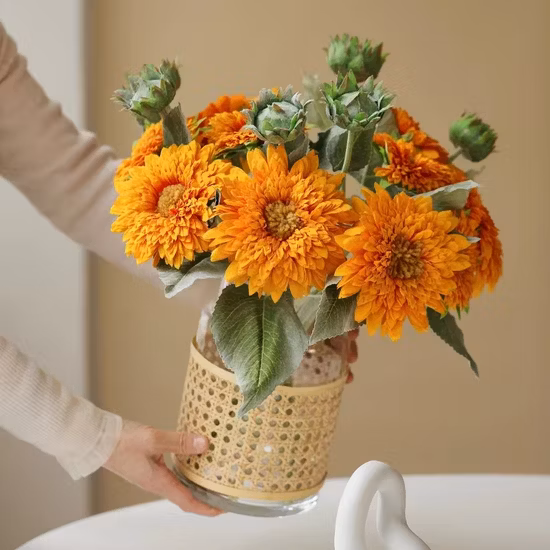 Mundgeblasene Crack-Glasvase für die Heimdekoration