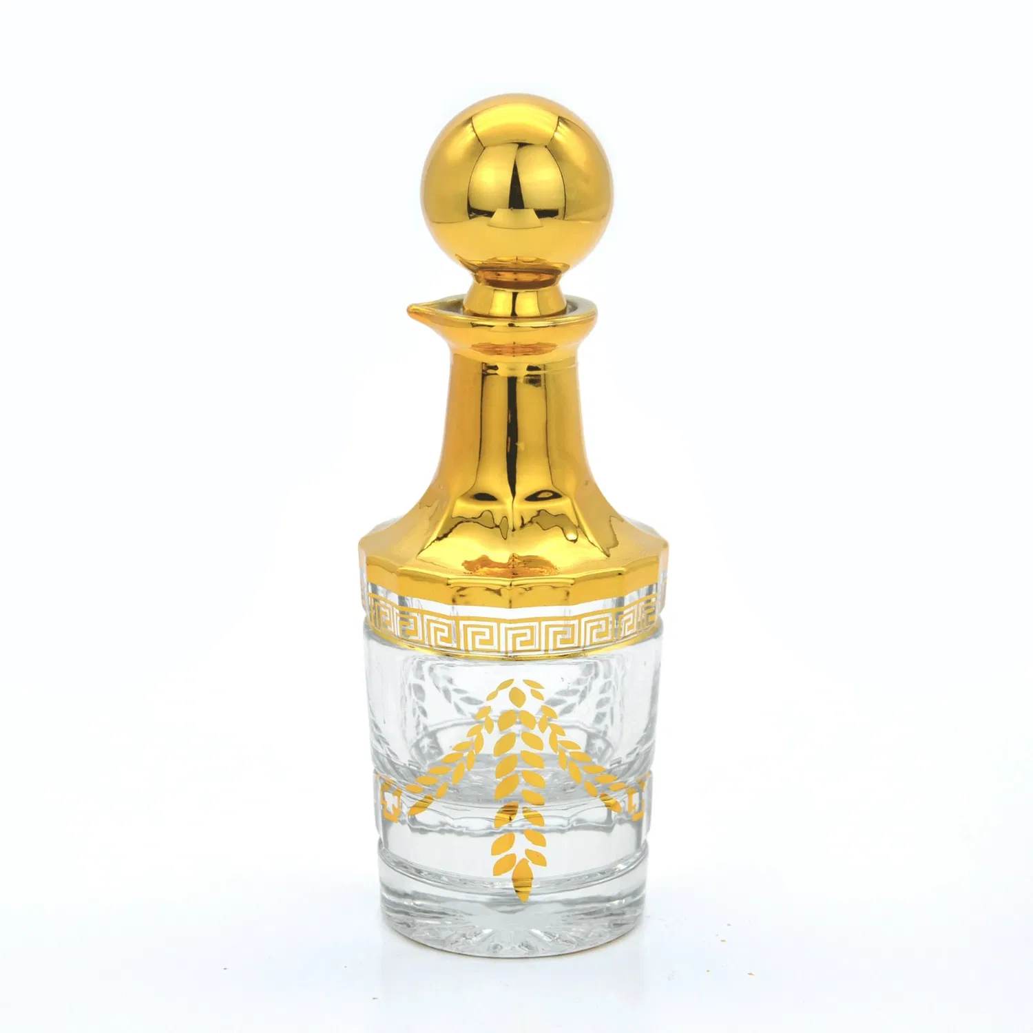 100 ml klassische leere goldene dekorative Display-Flasche, Parfümflasche, Attar-Glasflasche, Dekanter mit Kugelverschluss
